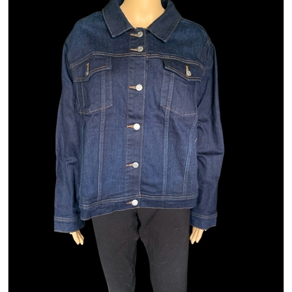 LANDSEND Classic Blue Denim Jean Jacket with Matte Silver Buttons